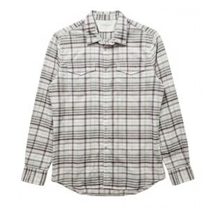 Calvin Klein Jeans Men Pearl Snap Western Plaid Shirt Long Sleeve Gray Large